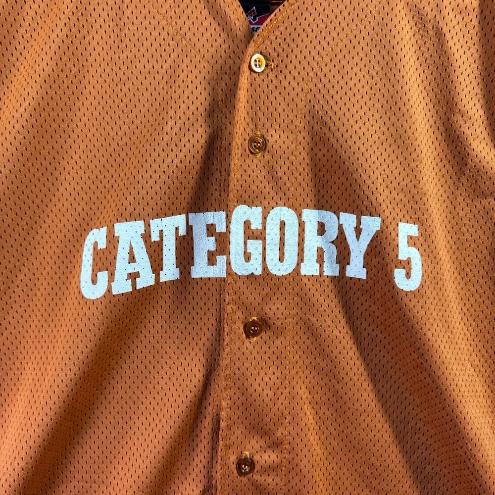 Alleson Athletic Mens Large Orange Baseball Jersey Category 5 #3 Short Sleeve